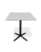 BISTRO quadratischer Gartentisch aus schwarzem Stahl und schwarz-weißer Terrazzoplatte - 70x70x74 cm