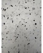 BISTRO quadratischer Gartentisch aus schwarzem Stahl und schwarz-weißer Terrazzoplatte - 70x70x74 cm