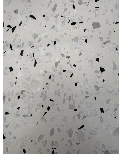 BISTRO quadratischer Gartentisch aus schwarzem Stahl und schwarz-weißer Terrazzoplatte - 70x70x74 cm