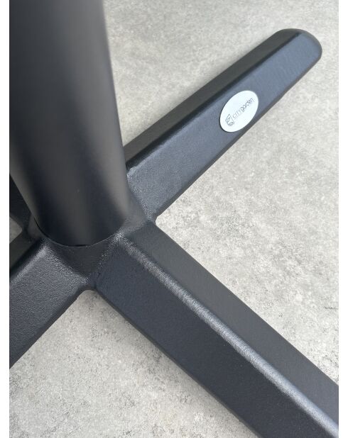 BISTRO quadratischer Gartentisch aus schwarzem Stahl und schwarz-weißer Terrazzoplatte - 70x70x74 cm