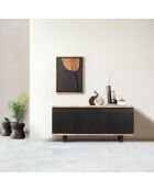 Anrichte Acacia Black II 3-türig schwarz - 160x42x72 cm