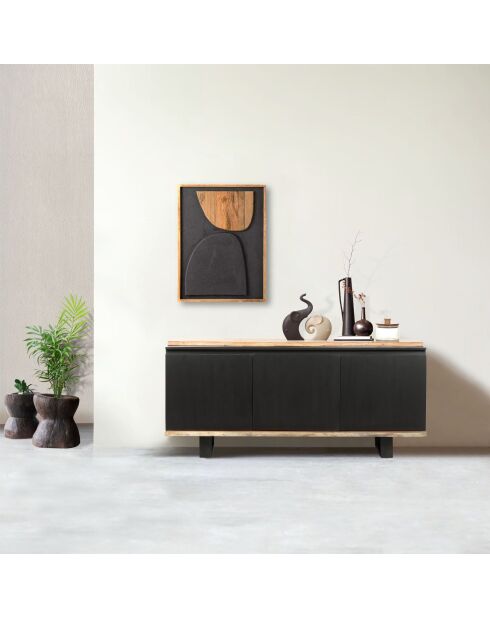 Anrichte Acacia Black II 3-türig schwarz - 160x42x72 cm