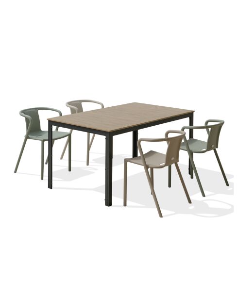 BOSTON Gartenset für 4 Personen, braun/grün