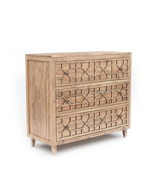 Comò a 3 cassetti Acacia Punjab-II giallo/oro - 103x45x92 cm