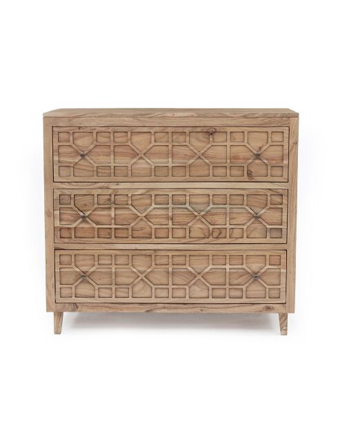 Comò a 3 cassetti Acacia Punjab-II giallo/oro - 103x45x92 cm