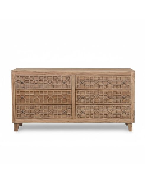 Acacia Punjab-II beige dressoir met 6 laden - 160x45x80 cm
