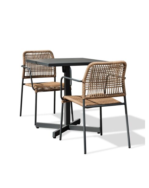 LOUISE Gartenset 2 Personen, anthrazitgrau und braun