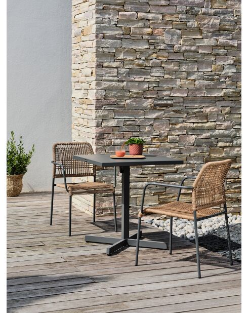 LOUISE Gartenset 2 Personen, anthrazitgrau und braun