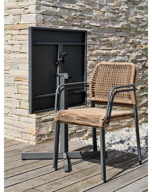 LOUISE Gartenset 2 Personen, anthrazitgrau und braun