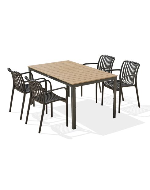 BOSTON Gartenset für 4 Personen in Anthrazitgrau und Braun