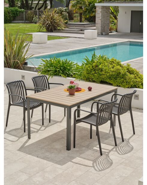 BOSTON Gartenset für 4 Personen in Anthrazitgrau und Braun