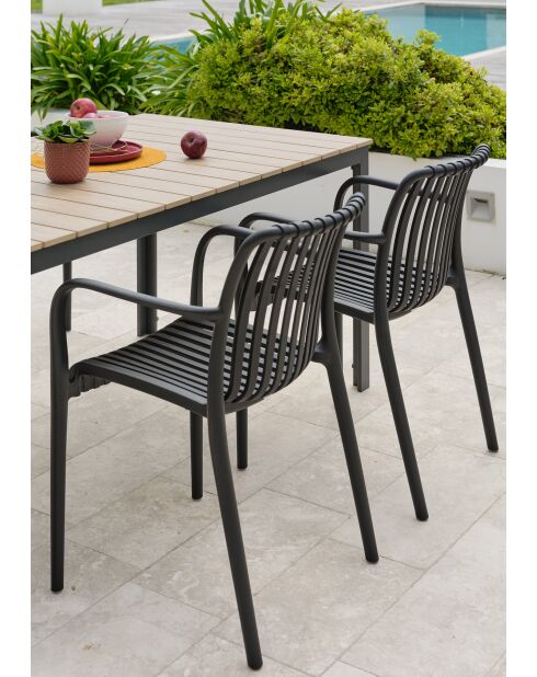 BOSTON Gartenset für 4 Personen in Anthrazitgrau und Braun