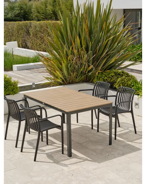 BOSTON Gartenset für 4 Personen in Anthrazitgrau und Braun