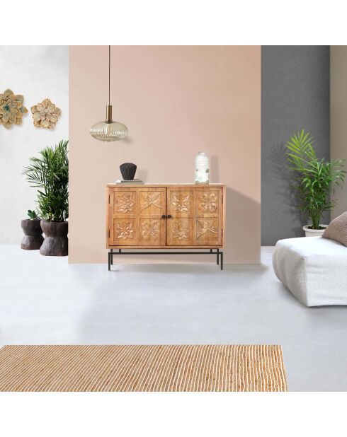 Gesneden dressoir met 2 deuren Manguier Sculture II beige - 112x40x80 cm