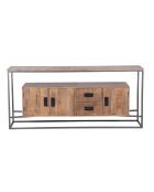 Opengewerkt dressoir 3 deuren 2 laden Mango Stockholm bruin - 180x40x80 cm