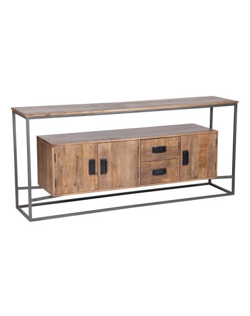 Opengewerkt dressoir 3 deuren 2 laden Mango Stockholm bruin - 180x40x80 cm