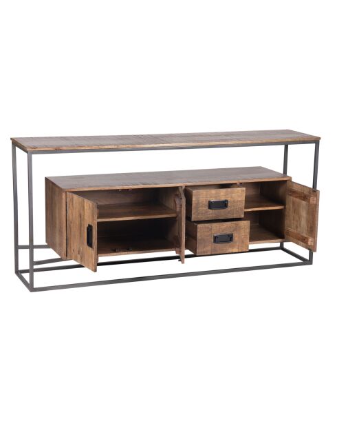 Opengewerkt dressoir 3 deuren 2 laden Mango Stockholm bruin - 180x40x80 cm