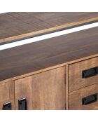 Opengewerkt dressoir 3 deuren 2 laden Mango Stockholm bruin - 180x40x80 cm