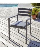 PELOSA Stapelbarer Gartensessel aus anthrazitgrauem Aluminium - 103x62x100cm