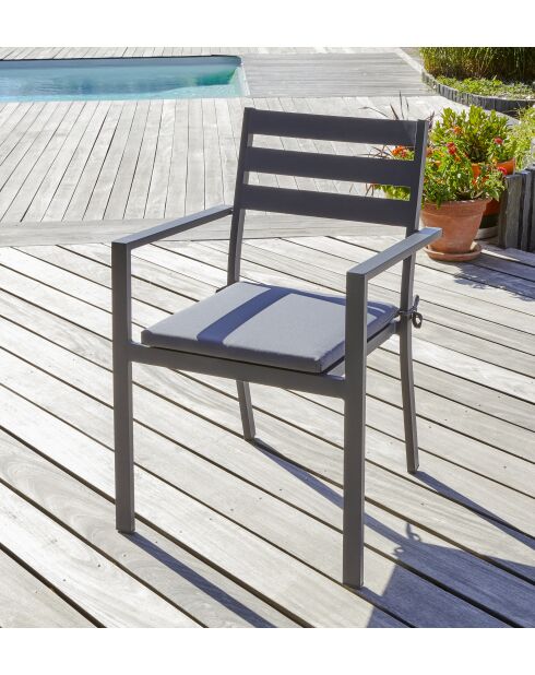 PELOSA Stapelbarer Gartensessel aus anthrazitgrauem Aluminium - 103x62x100cm