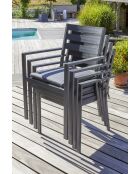 PELOSA Stapelbarer Gartensessel aus anthrazitgrauem Aluminium - 103x62x100cm