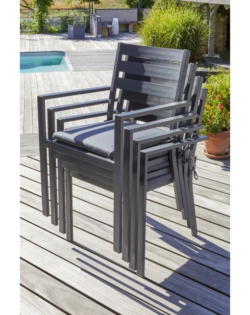 PELOSA Stapelbarer Gartensessel aus anthrazitgrauem Aluminium - 103x62x100cm