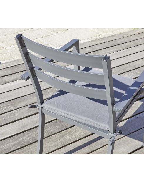 PELOSA Stapelbarer Gartensessel aus anthrazitgrauem Aluminium - 103x62x100cm