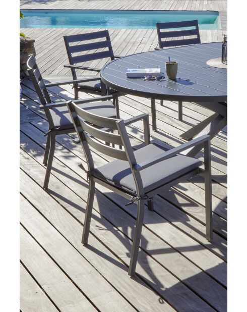 PELOSA Stapelbarer Gartensessel aus anthrazitgrauem Aluminium - 103x62x100cm