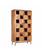 Bibliothèque sculptée 2 portes Manguier Sculture II beige - 112x45x197 cm