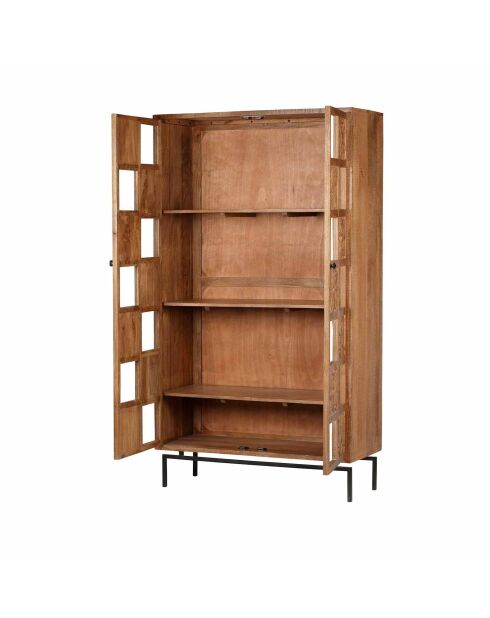 Bibliothèque sculptée 2 portes Manguier Sculture II beige - 112x45x197 cm