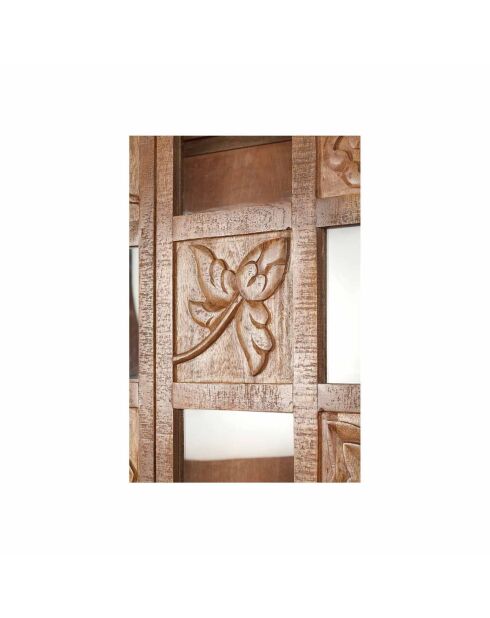 Bibliothèque sculptée 2 portes Manguier Sculture II beige - 112x45x197 cm