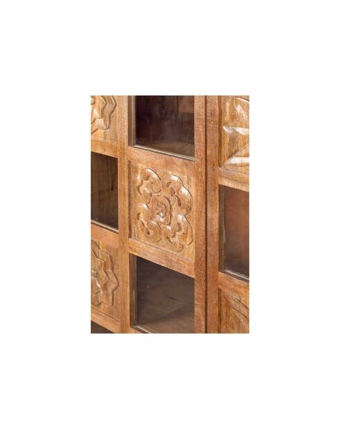 Bibliothèque sculptée 2 portes Manguier Sculture II beige - 112x45x197 cm