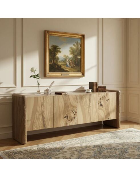 Aparador 4 puertas en madera de mango Aragon beige - 200x45x80 cm