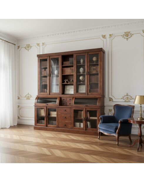 Bibliothèque Cara 2 corps petit modèle marron - 145x52x200 cm