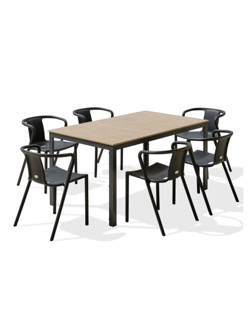 BOSTON Gartengarnitur für 6 Personen in Anthrazitgrau und Braun