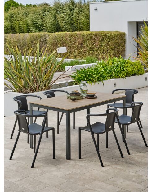 BOSTON Gartengarnitur für 6 Personen in Anthrazitgrau und Braun