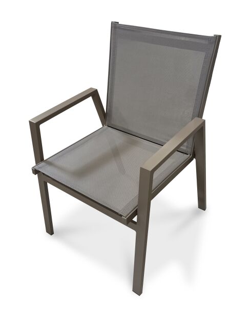 Fauteuil de jardin empilable FLORIDE en textilène et aluminium Quartz - 103x62x100cm