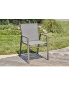 Fauteuil de jardin empilable FLORIDE en textilène et aluminium Quartz - 103x62x100cm