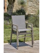 Fauteuil de jardin empilable FLORIDE en textilène et aluminium Quartz - 103x62x100cm