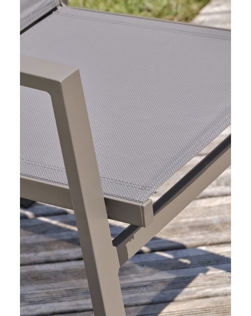 Fauteuil de jardin empilable FLORIDE en textilène et aluminium Quartz - 103x62x100cm