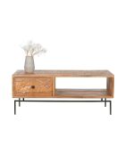 Uitgesneden salontafel 1 lade, 1 nis Manguier Sculture II bruin - 118x60x47 cm