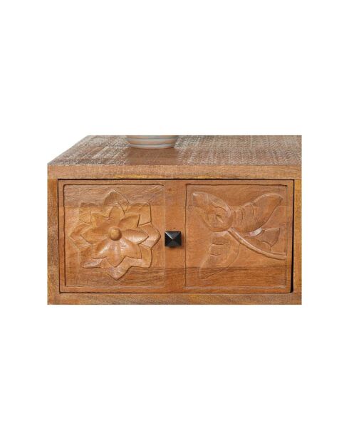 Uitgesneden salontafel 1 lade, 1 nis Manguier Sculture II bruin - 118x60x47 cm