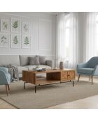 Uitgesneden salontafel 1 lade, 1 nis Manguier Sculture II bruin - 118x60x47 cm