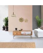 Uitgesneden salontafel 1 lade, 1 nis Manguier Sculture II bruin - 118x60x47 cm