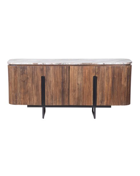 4-türiges Sideboard mit Marmorplatte Manguier Kfir III braun - 160x40x75 cm