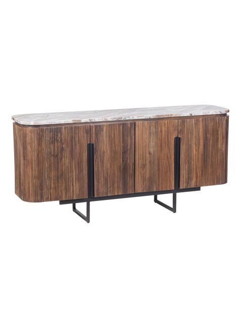 4-türiges Sideboard mit Marmorplatte Manguier Kfir III braun - 160x40x75 cm