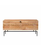 Geschnitzte Holztruhe aus Metall Manguier Sculture II beige - 100x40x45 cm