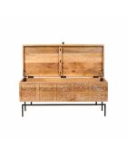 Geschnitzte Holztruhe aus Metall Manguier Sculture II beige - 100x40x45 cm