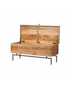 Geschnitzte Holztruhe aus Metall Manguier Sculture II beige - 100x40x45 cm