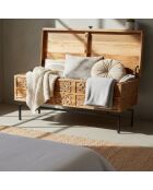 Geschnitzte Holztruhe aus Metall Manguier Sculture II beige - 100x40x45 cm